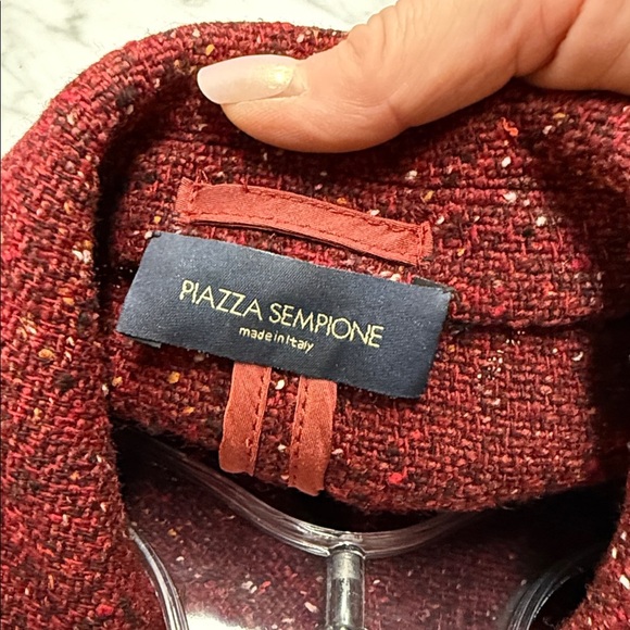 Piazza Sempione Cranberry Red Tweed Button Front Collared Blazer Jacket IT42/6 - Picture 3 of 9